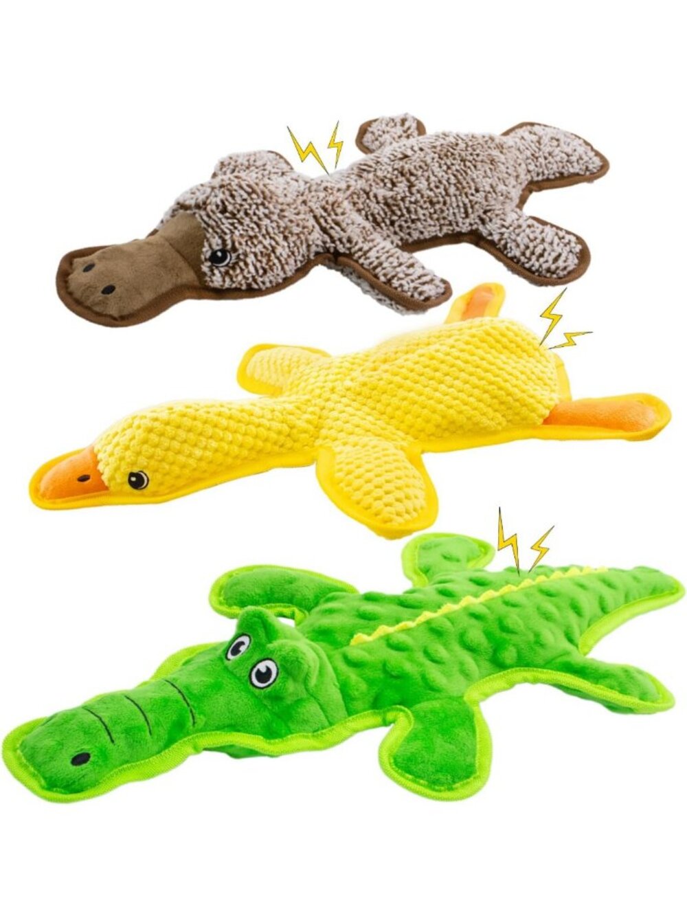 Durable No Stuffing Dog Squeaky Chew Toys - 3 Pack for All Breeds, Fun Gift!